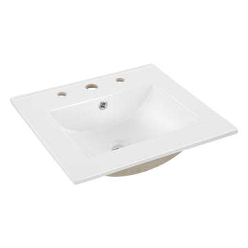 Ancillary 3-Hole 20 in. W x 18.25 in. D Classic Contemporary Rectangular Ceramic Single Sink Basin Vanity Top - JONATHAN Y